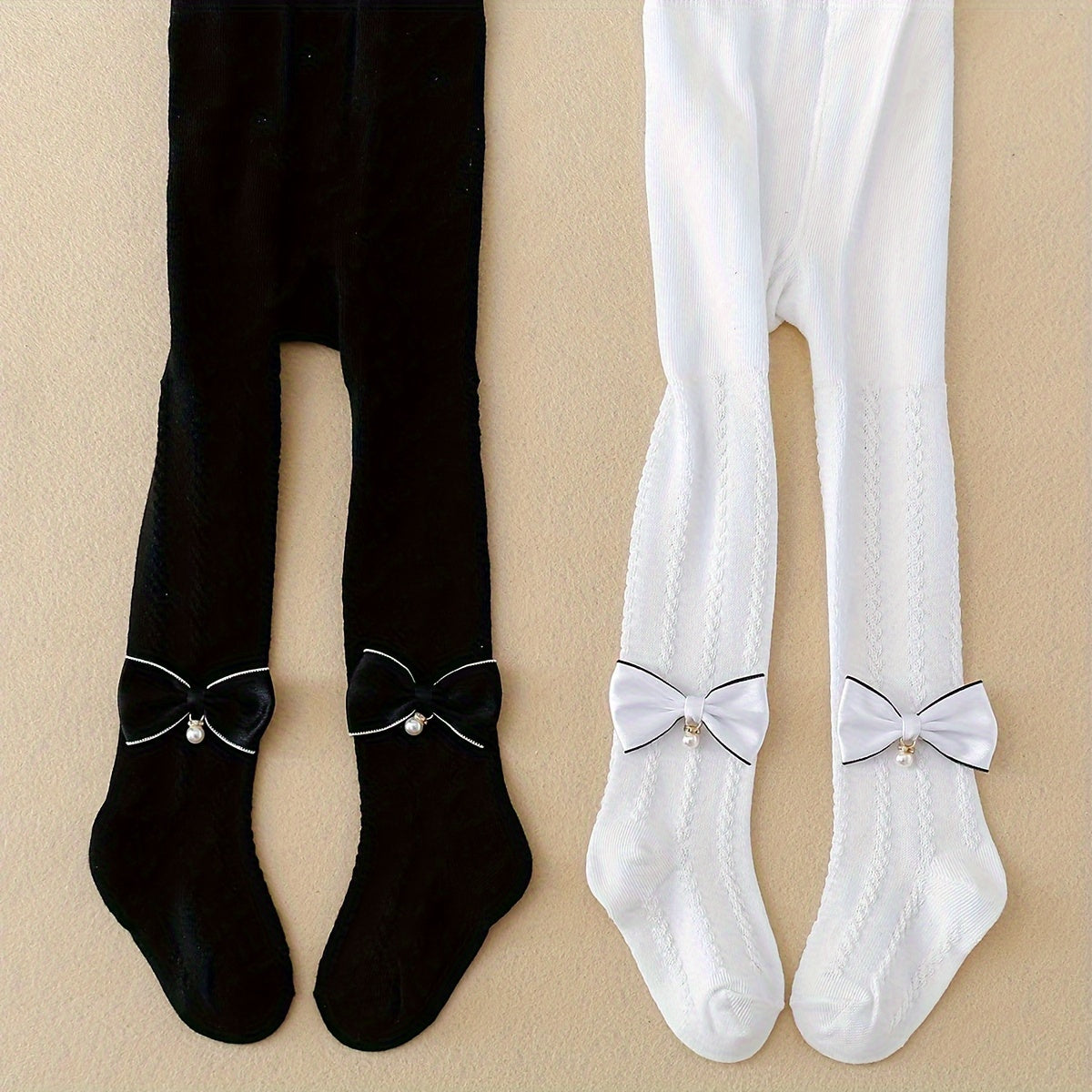 Lot de 2 collants texturés avec nœud