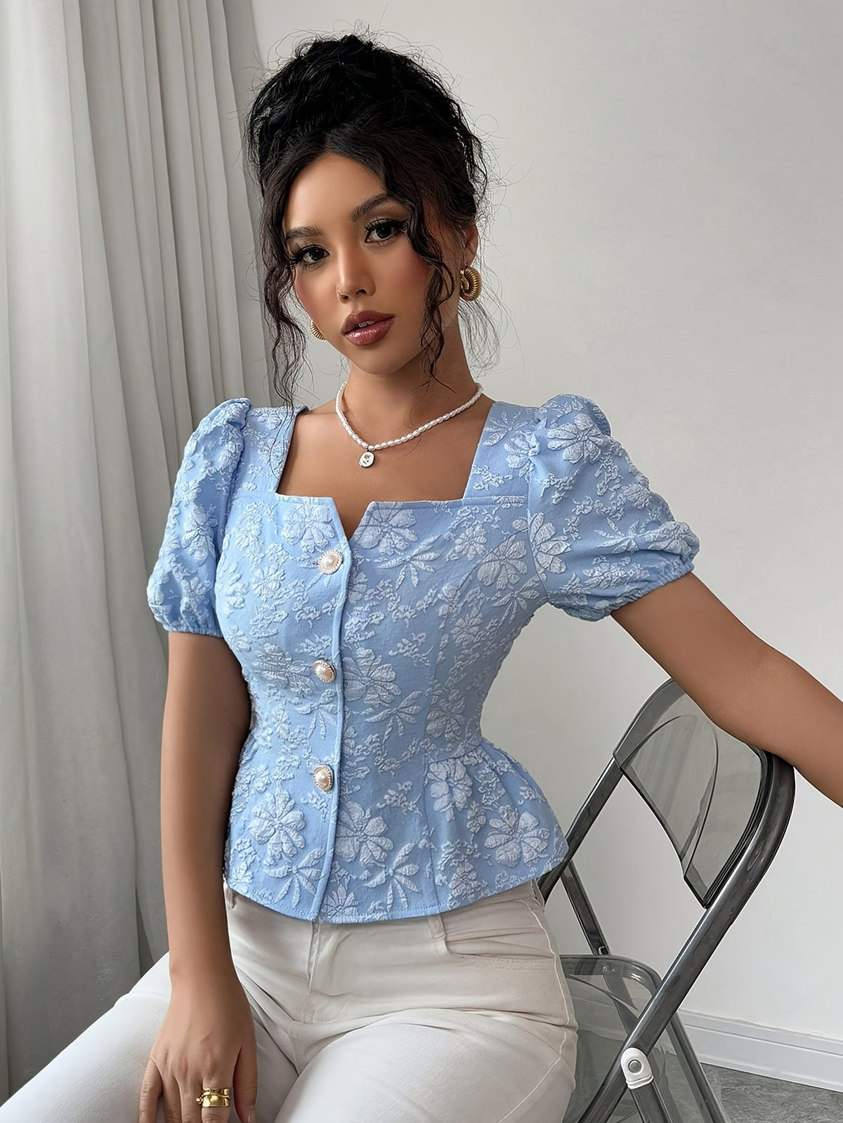 Blouse élégante à imprimé floral #collection Monaco