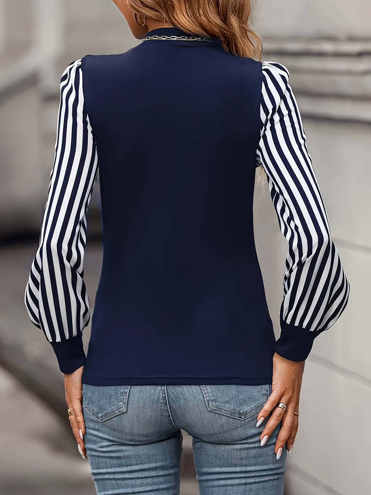 t-shirt femme à col rond imprimé rayures #Ligne911