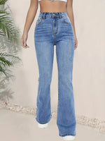 Jean flare taille haute stretch