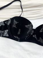 Ensemble sexy en velours avec imprimé papillon