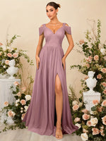 Robe longue de soirée élégante à épaules dénudées