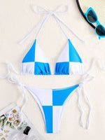 Maillot de bain 2 pièces bleu & blanc