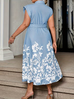 Robe grande taille à imprimé fleuri avec manches