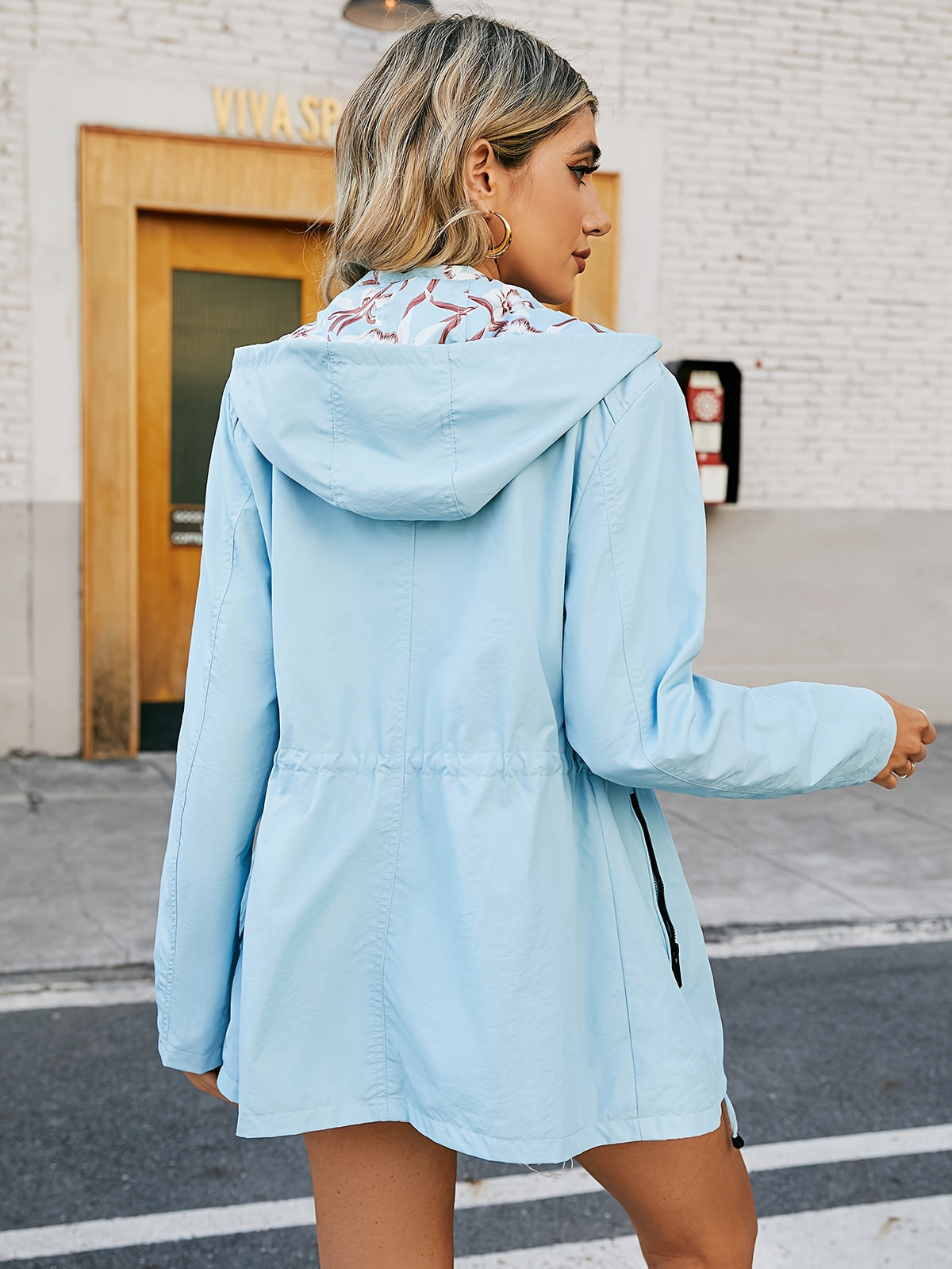 Veste légère réversible à imprimé floral pour femme #L911