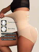 Culotte gainante beige taille haute – effet ventre plat