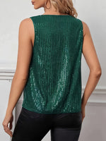 Top à sequins vert en V – l'élégance scintillante pour toutes les occasions