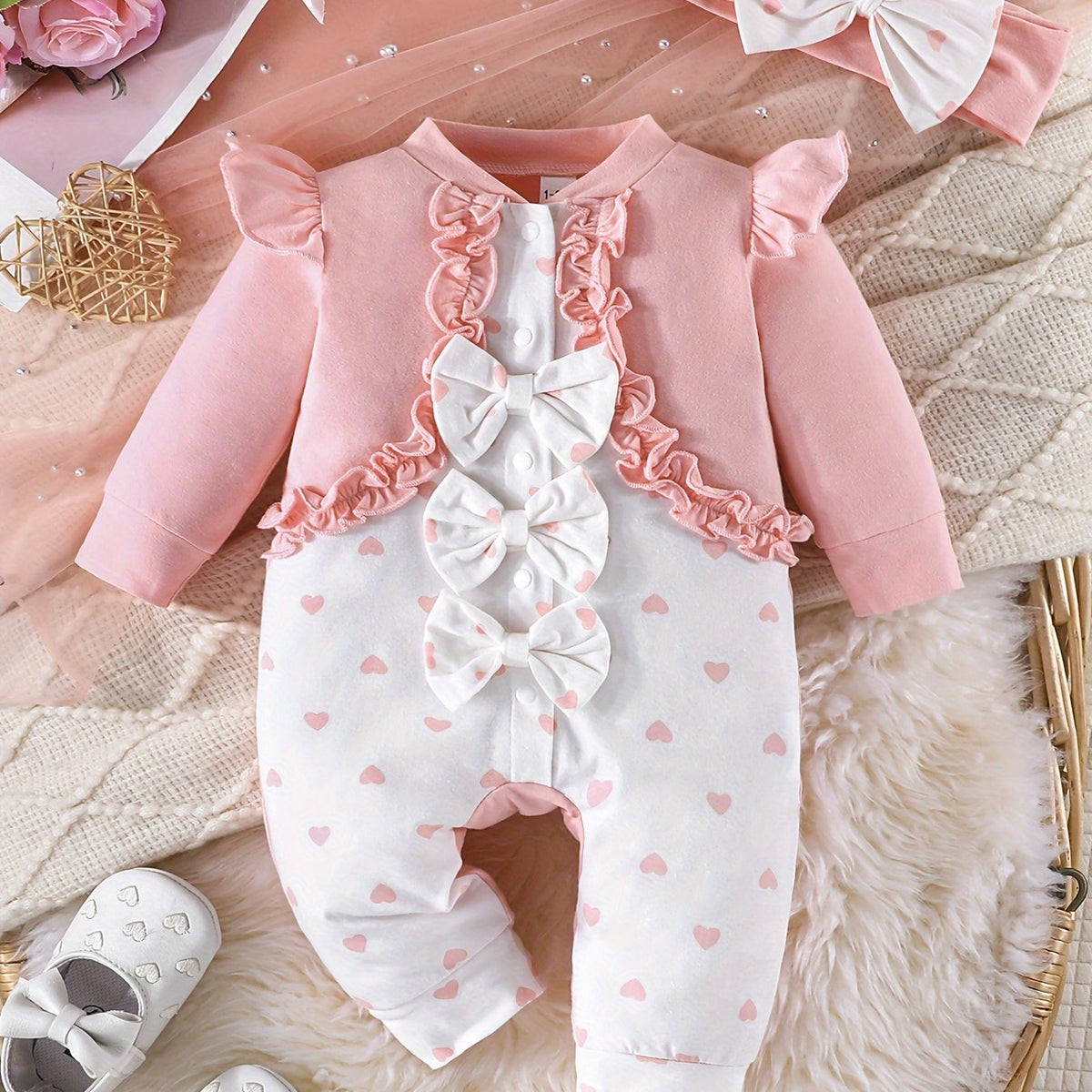 Ensemble deux-pièces avec nœud pour bébé fille