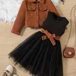 Ensemble élégant pour fille noir & marron