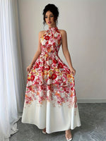 Robe longue élégante à imprimé fleuri