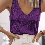 Top à sequins scintillants à col en V