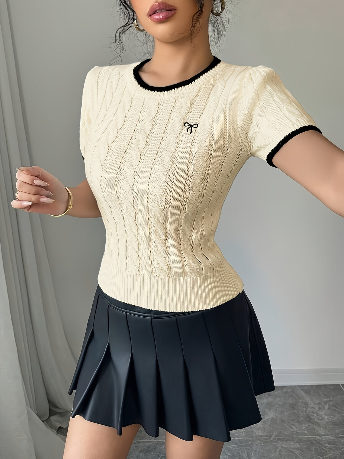 Top en maille rose pastel pour femme #Paris