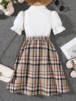 Robe élégante à carreaux pour fille