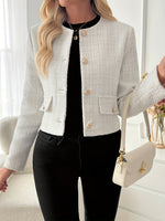 Cardigan léger à col rond beige #L911