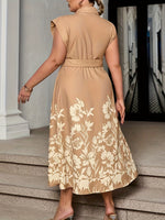 Robe grande taille à imprimé fleuri avec manches