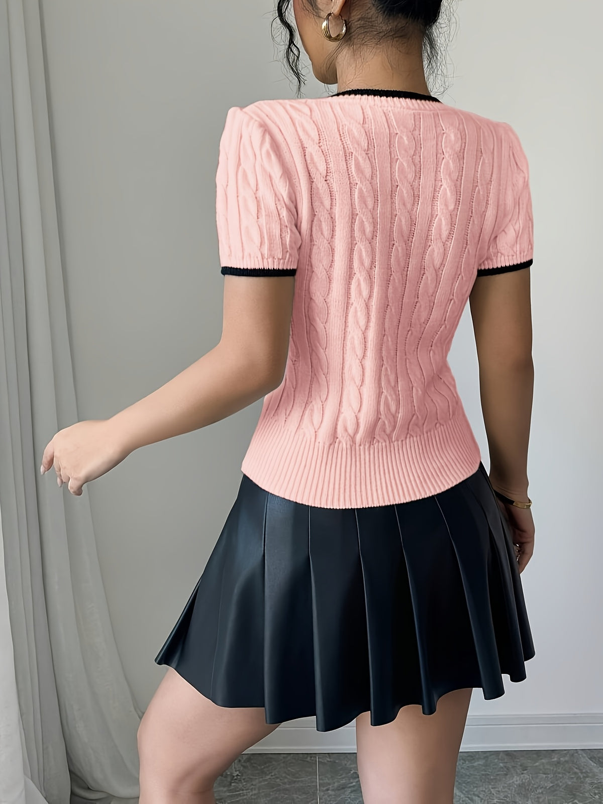 Top en maille rose pastel pour femme #Paris