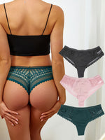 Lot de 3 tangas sexy en dentelle