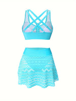 Maillot de bain 2 pièces avec jupe à fente