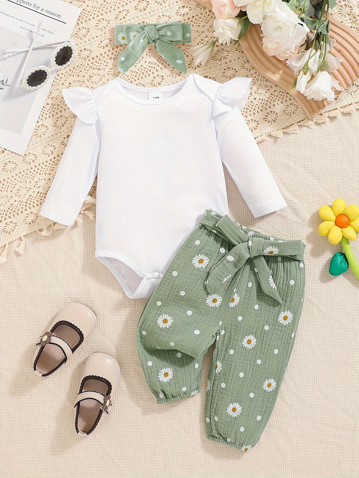 Ensemble fille vert & blanc