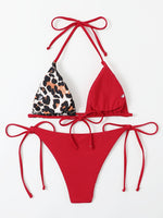 Maillot de bain 2 pièces léopard & rouge