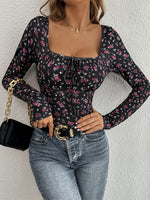 Blouse fleurie à encolure carrée pour femme #Paris