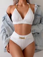 Maillot de bain 2 pièces élégant avec chaîne dorée