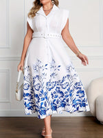 Robe grande taille à imprimé fleuri avec manches