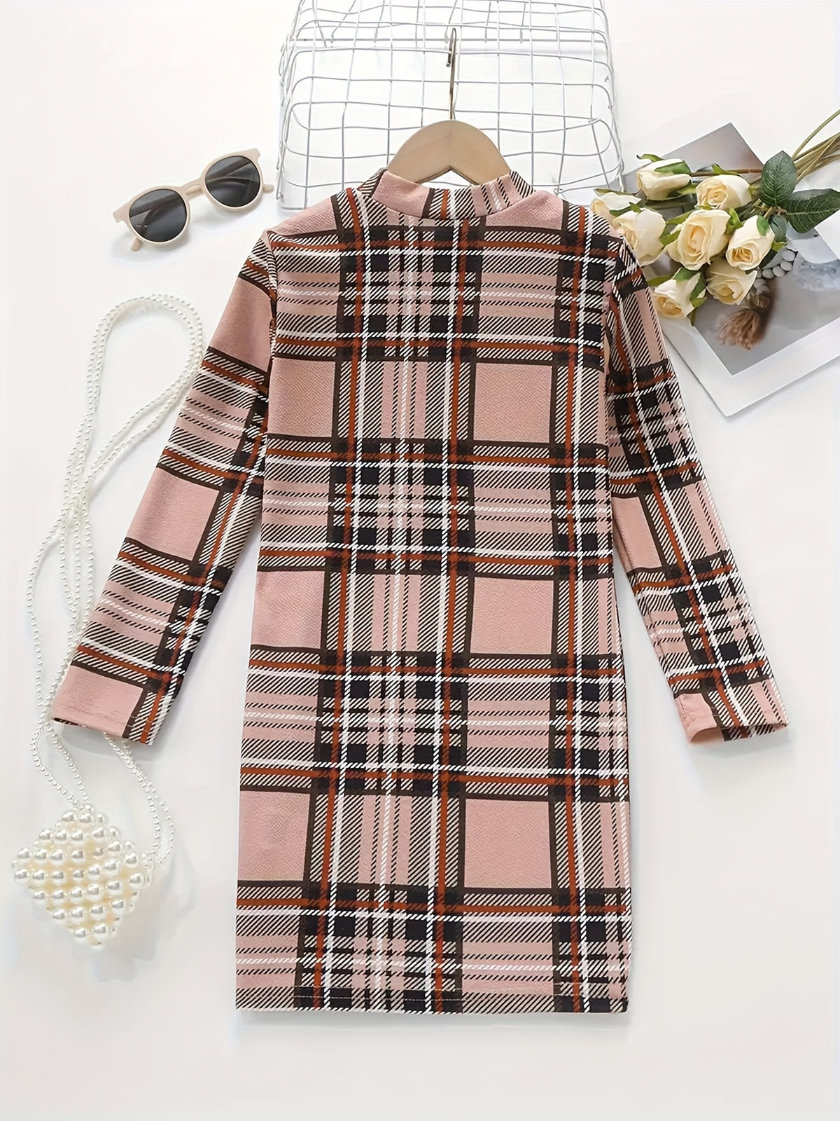 Robe mini à carreaux pour filles