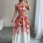 Robe longue élégante à imprimé fleuri