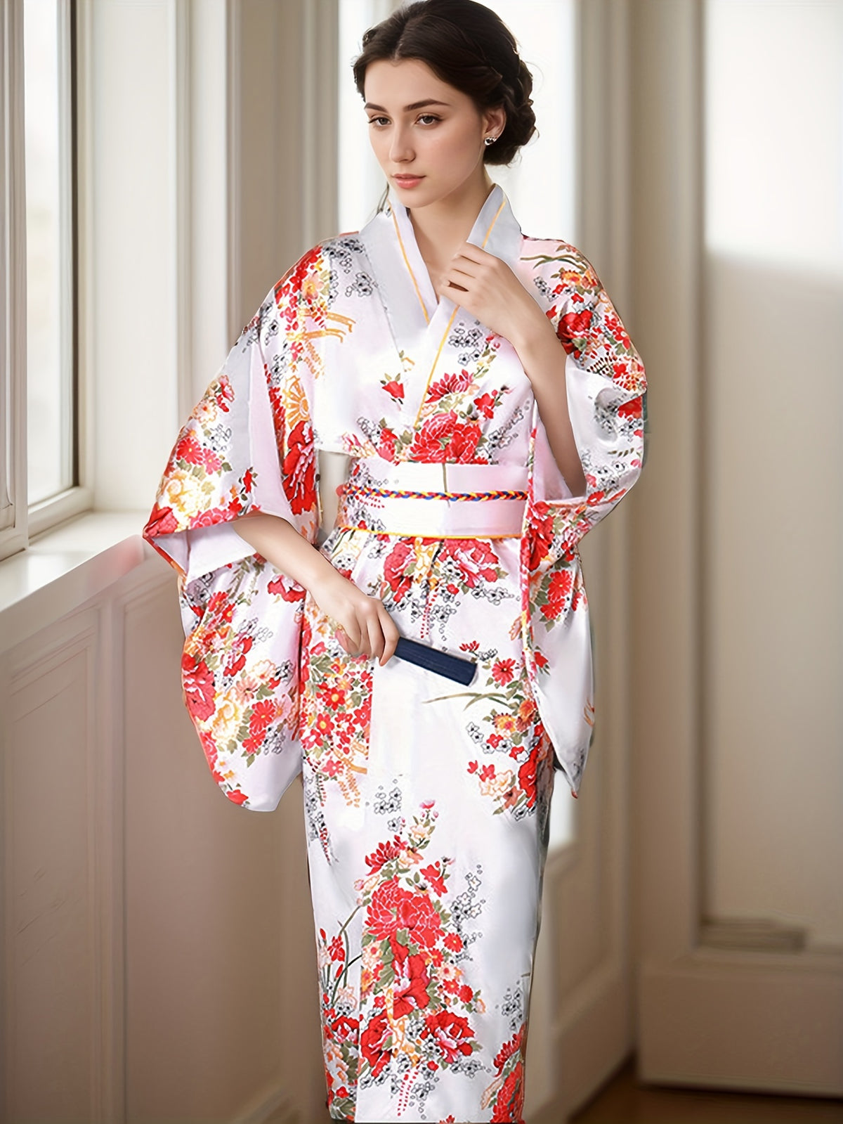 Kimono élégant à imprimé floral pour femme