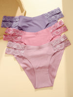 Lot de 3 culottes en dentelle fleurie