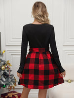 Robe élégante A-line à imprimé vichy avec ceinture #collection Paris 2025