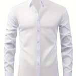 Chemise élégante unie à manches longues pour hommes #Bordeaux