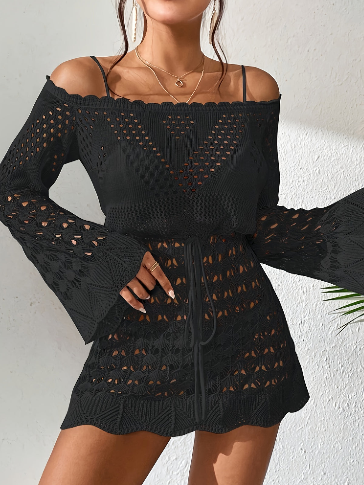 Robe a-line épaules dénudées en crochet #collection MONACO 2025