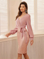 Robe moulante élégante à manches longues