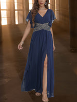 Robe longue élégante à sequins et dos nu