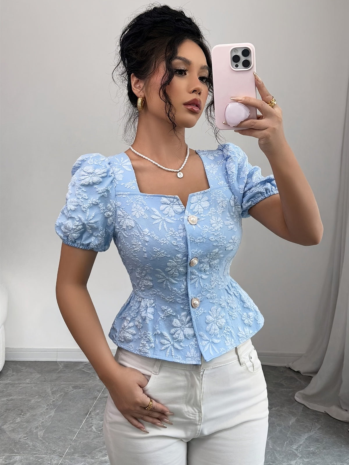 Blouse élégante à imprimé floral #collection Monaco