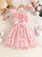 Robe élégante en chiffon jaune à fleurs pour fille