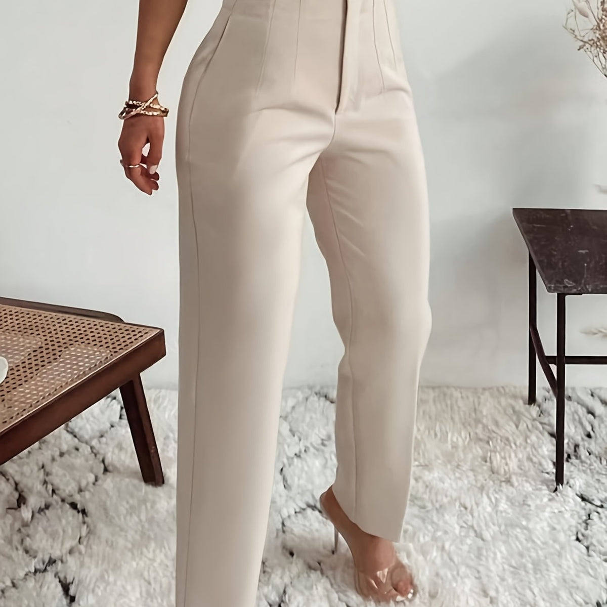 Pantalon taille haute coupe slim