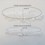 Ensemble de 2 jarretières en dentelle blanche avec broderie florale