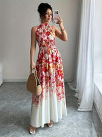 Robe longue élégante à imprimé fleuri