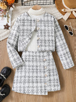 Ensemble élégant à carreaux pour filles 2pcs