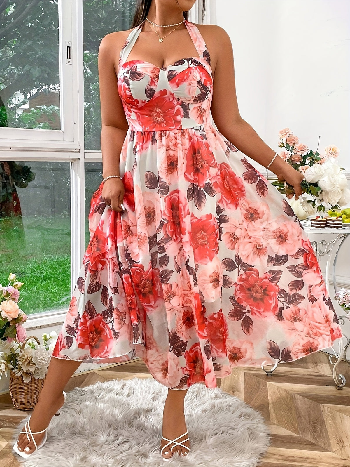 Robe dos nu à imprimé floral