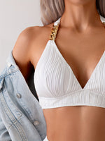 Maillot de bain 2 pièces élégant avec chaîne dorée