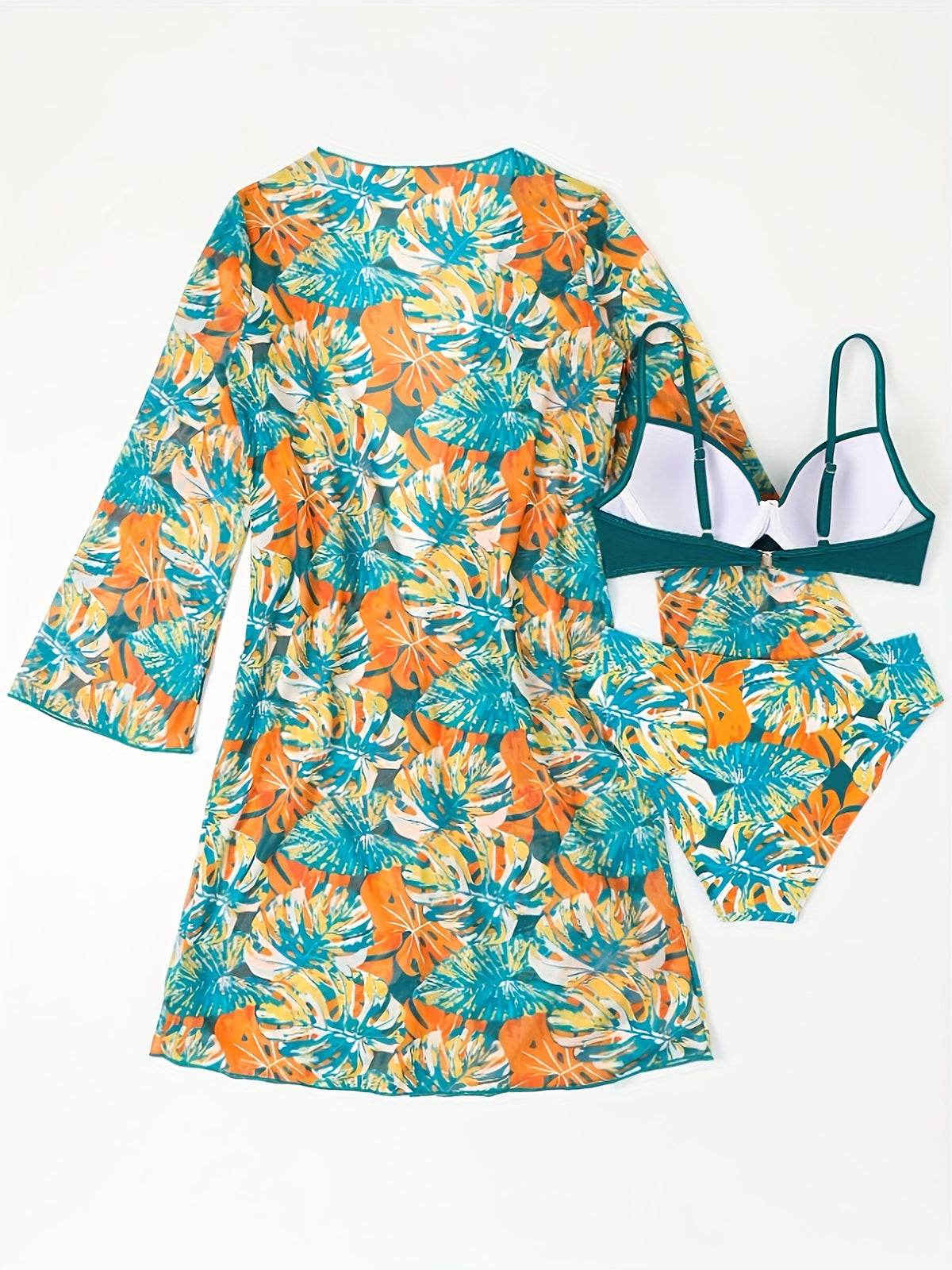 Maillot de bain 3 pièces imprimé tropical