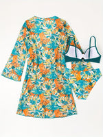 Maillot de bain 3 pièces imprimé tropical