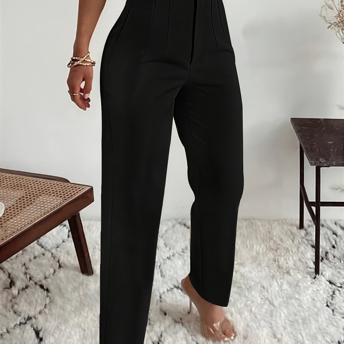 Pantalon taille haute coupe slim