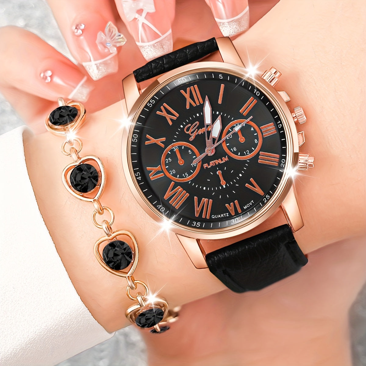 Ensemble montre et bracelet zircon pour femme + bracelet offert
