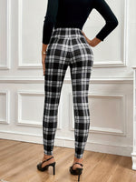 Pantalon skinny taille haute à carreaux