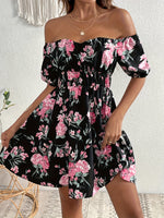 Robe noir fleuri Off-Shoulder élégante #collection MONACO 2025